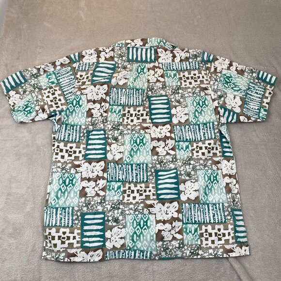 Vintage Weekender Traveler Mens Hawaiian Shirt XL Short Sleeve Button Up Green - Picture 9 of 9